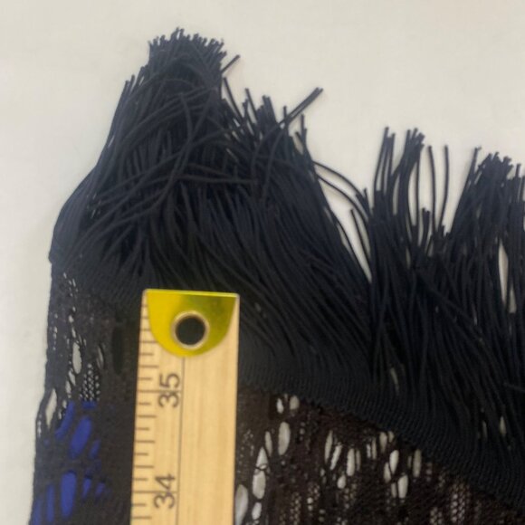 Vintage Dress Womens L Lace Overlay Asymmetrical Fringe Flapper Party Goth - Picture 9 of 10